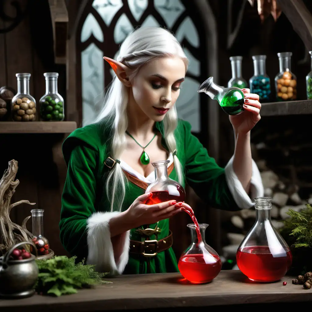 Enchanting Lady Elf Brewing a Magical Potion