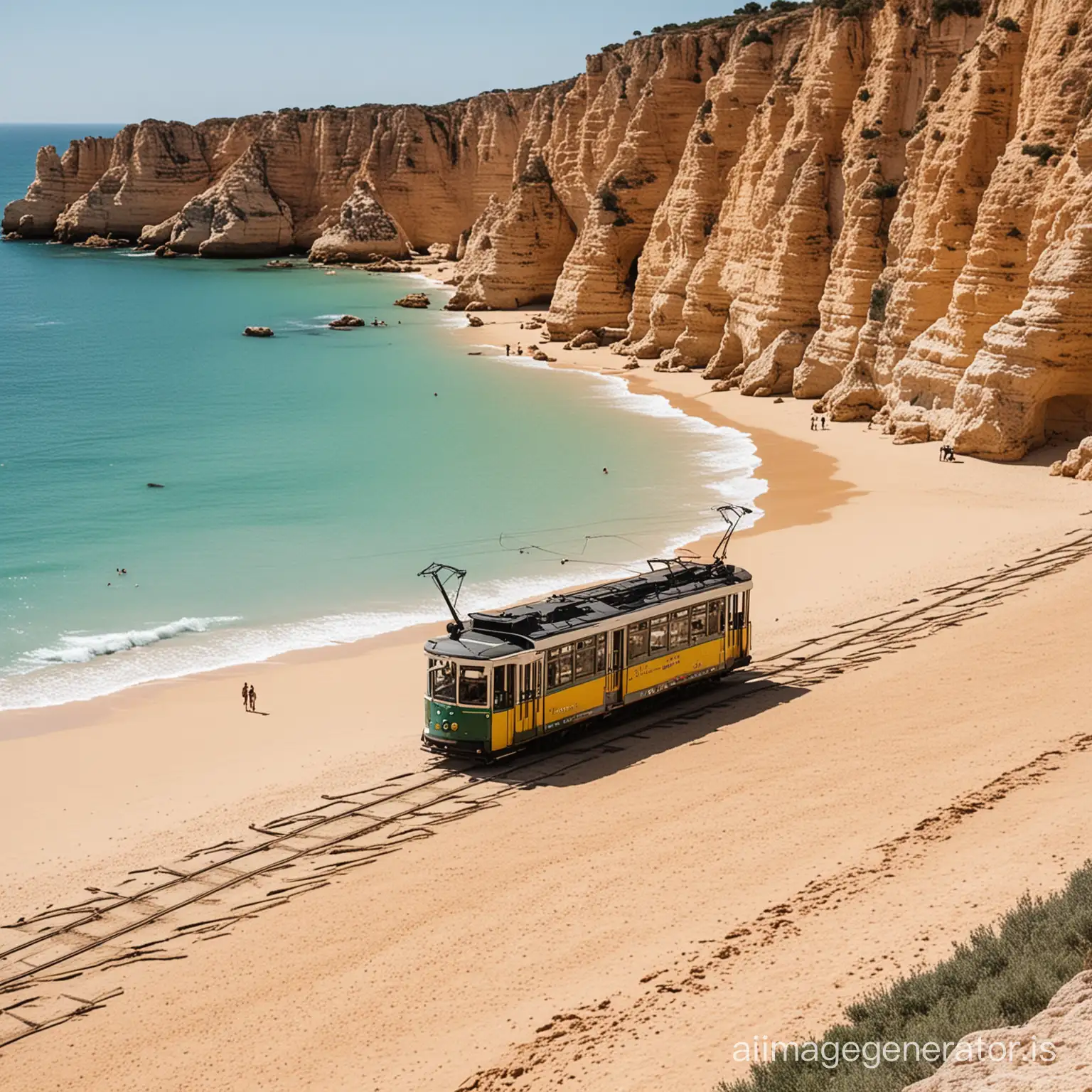Tram-on-Algarve-Beach