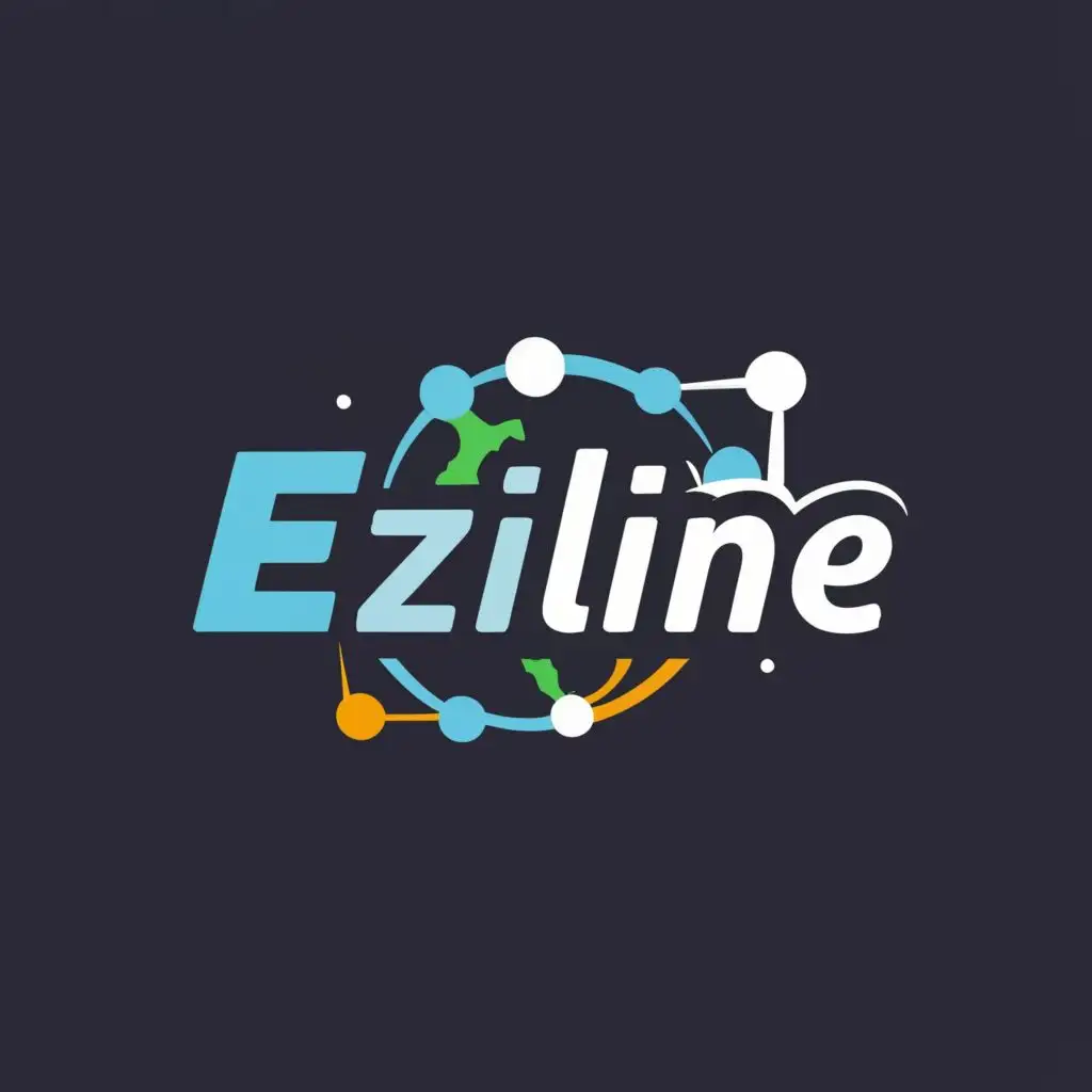 logo, Internet, with the text "Eziline", typography, be used in Technology industry
