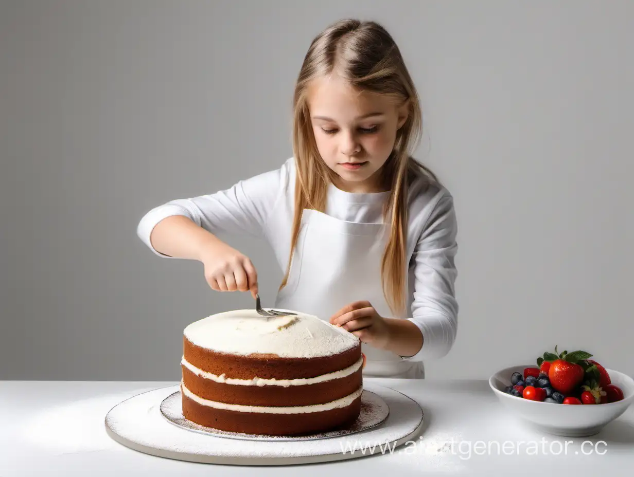 Young-Girl-Baking-Cake-on-White-Background