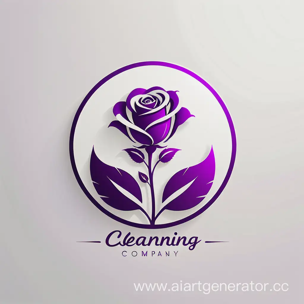 Логотип клининговой компании, белый и фиолетовый, минималистичный стиль, розы, 4k