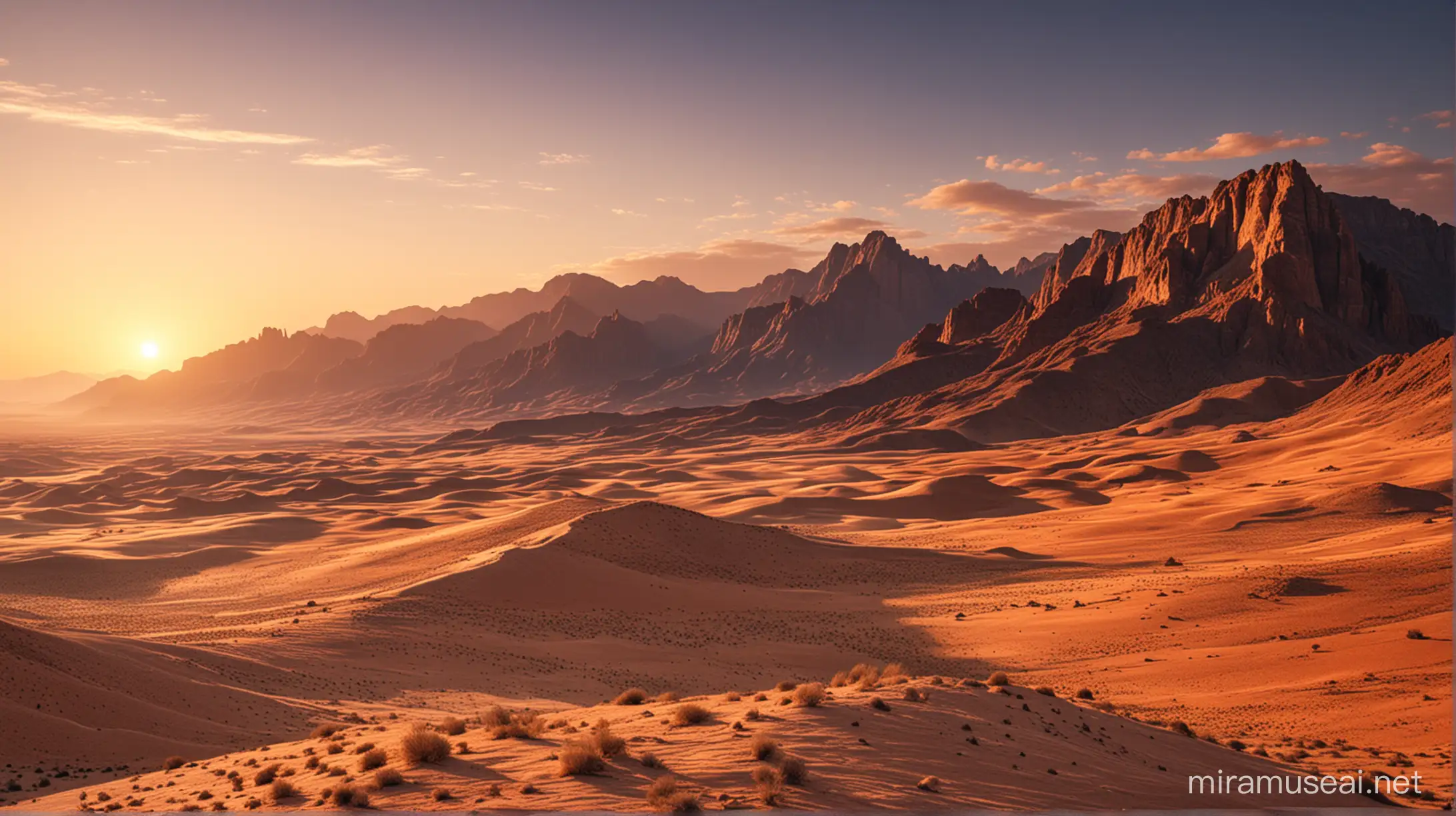 Sunset Desert Mountain Panorama