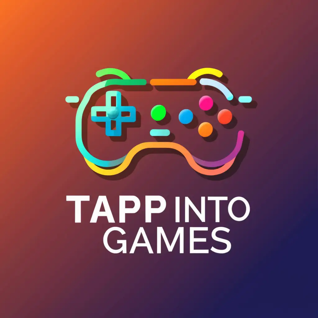 a logo design,with the text "TAPP Into GAMES", main symbol:controller buttons, gaming, joy stick,Moderate,be used in Entertainment industry,clear background