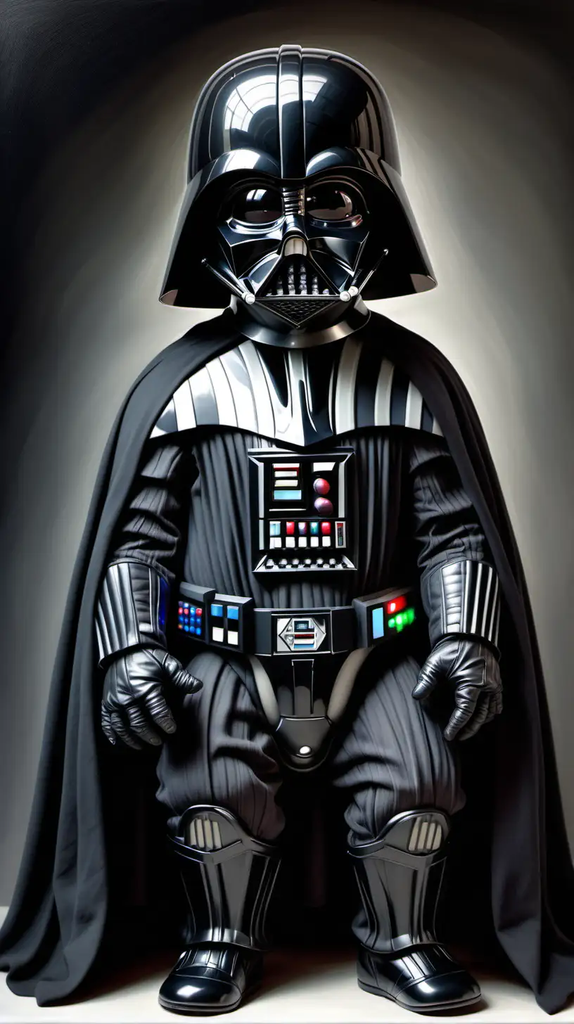 a detailed full body portrait of Darth Vader as a baby
