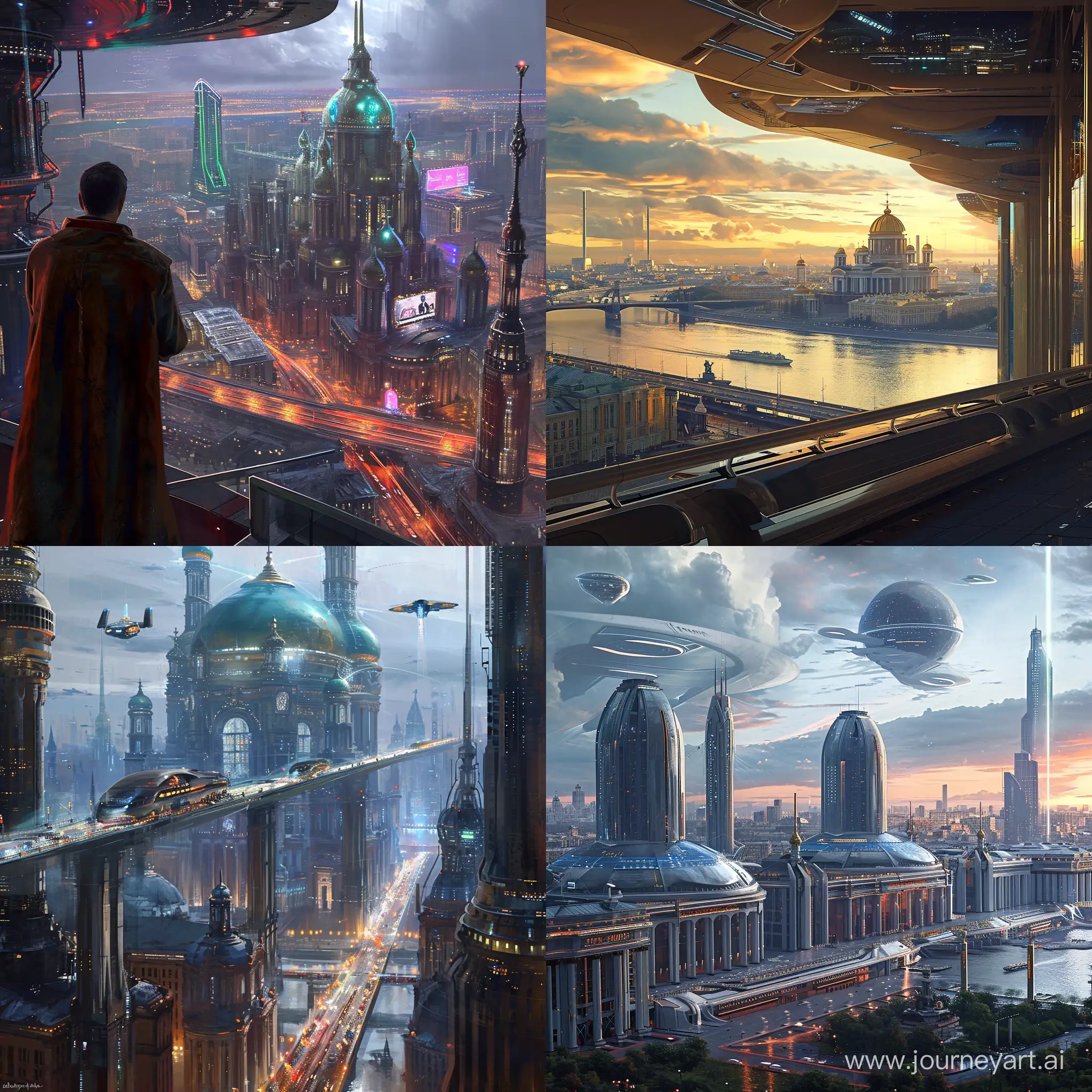 Futuristic Saint Petersburg, 2020s style, trending on artstation, trending on DeviantArt, future, science fiction