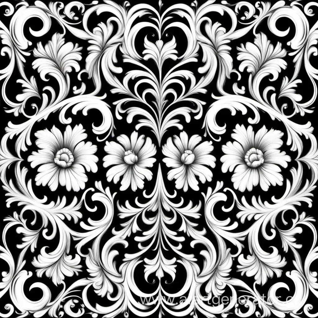 Elegant-Baroque-Floral-Pattern-in-Monochrome-Vector-Illustration