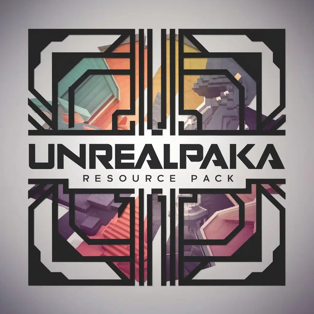 квадратный логотип для ресурспака маинкрафт с  надписью unrealpaka