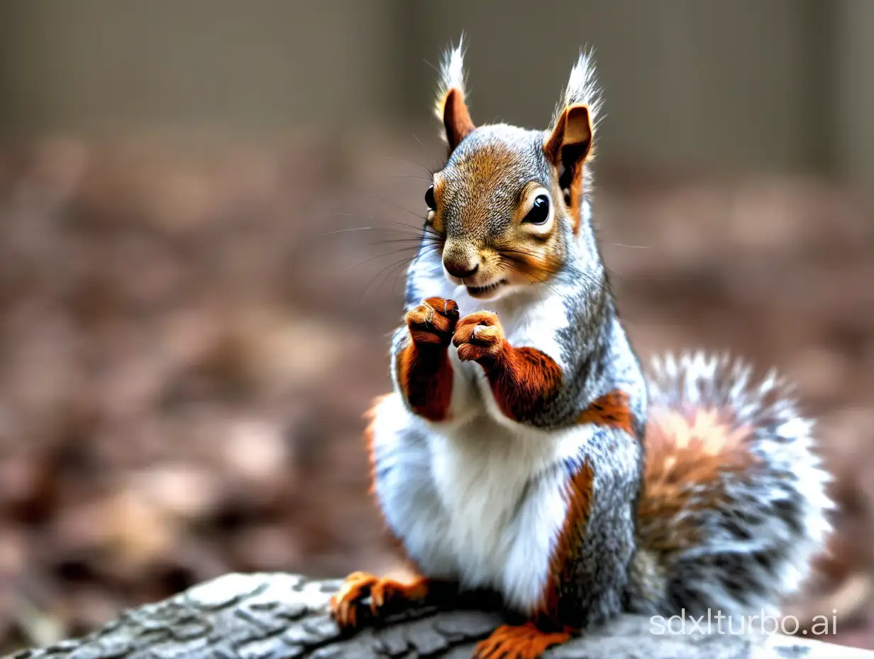 Squirrel claps his paws