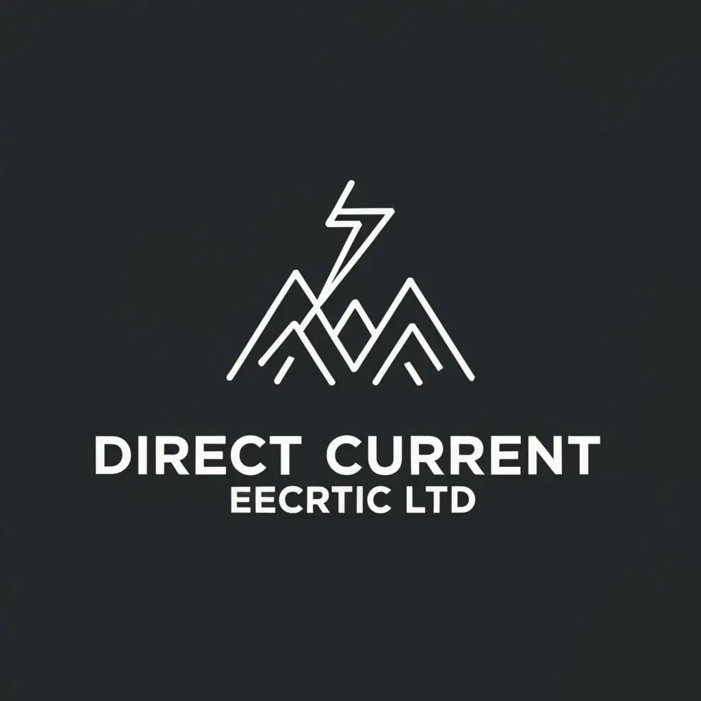 a logo design,with the text "Direct Current Electric Ltd.", main symbol:Mountains with Lightning bolt,Minimalistic,be used in Construction industry,clear background