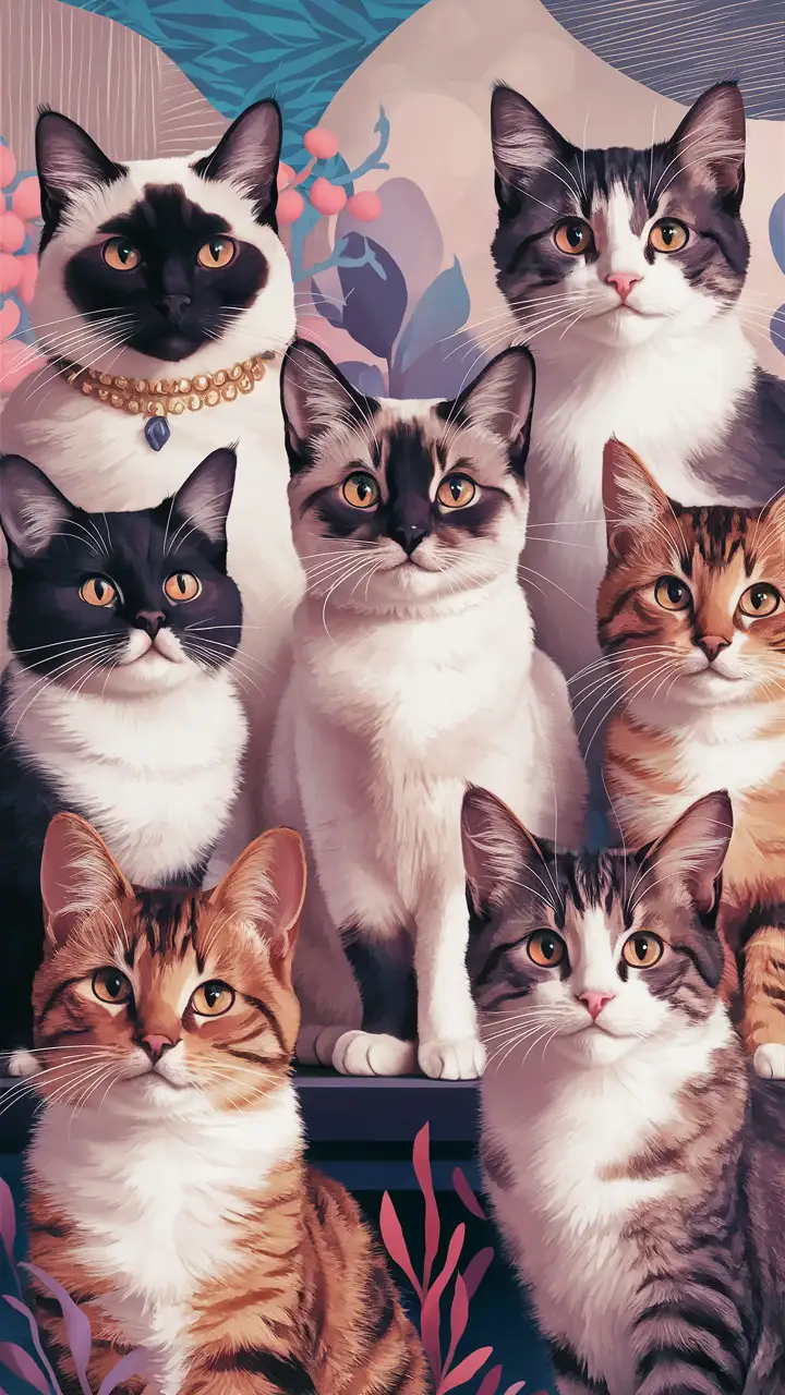 des chats plusieurs modèlse pour un papier peint ou photo d'écran