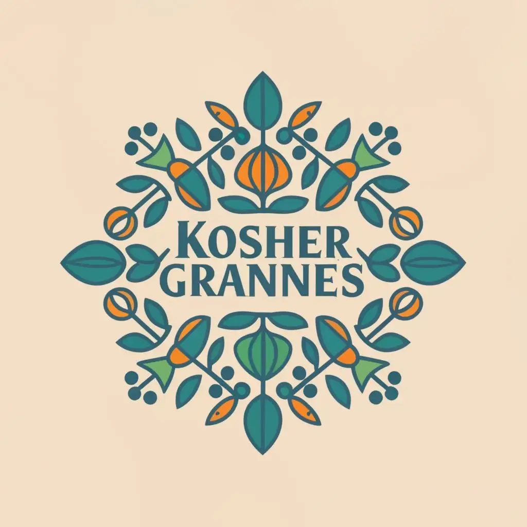 logo, Tile, seven species, Israel, with the text "Kosher Grannies", typography