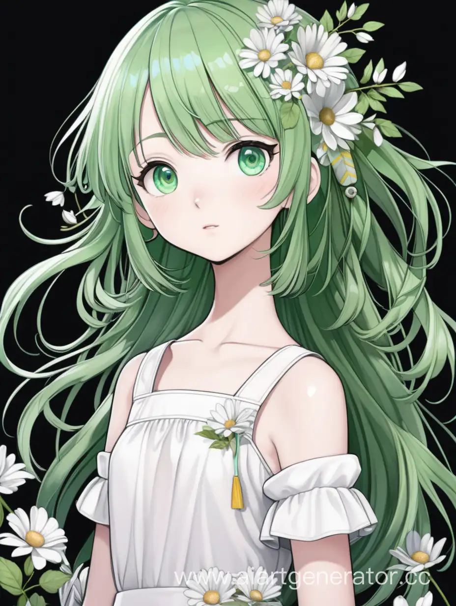 Enchanting-Anime-Girl-in-Elegant-White-Dress-on-Black-Background