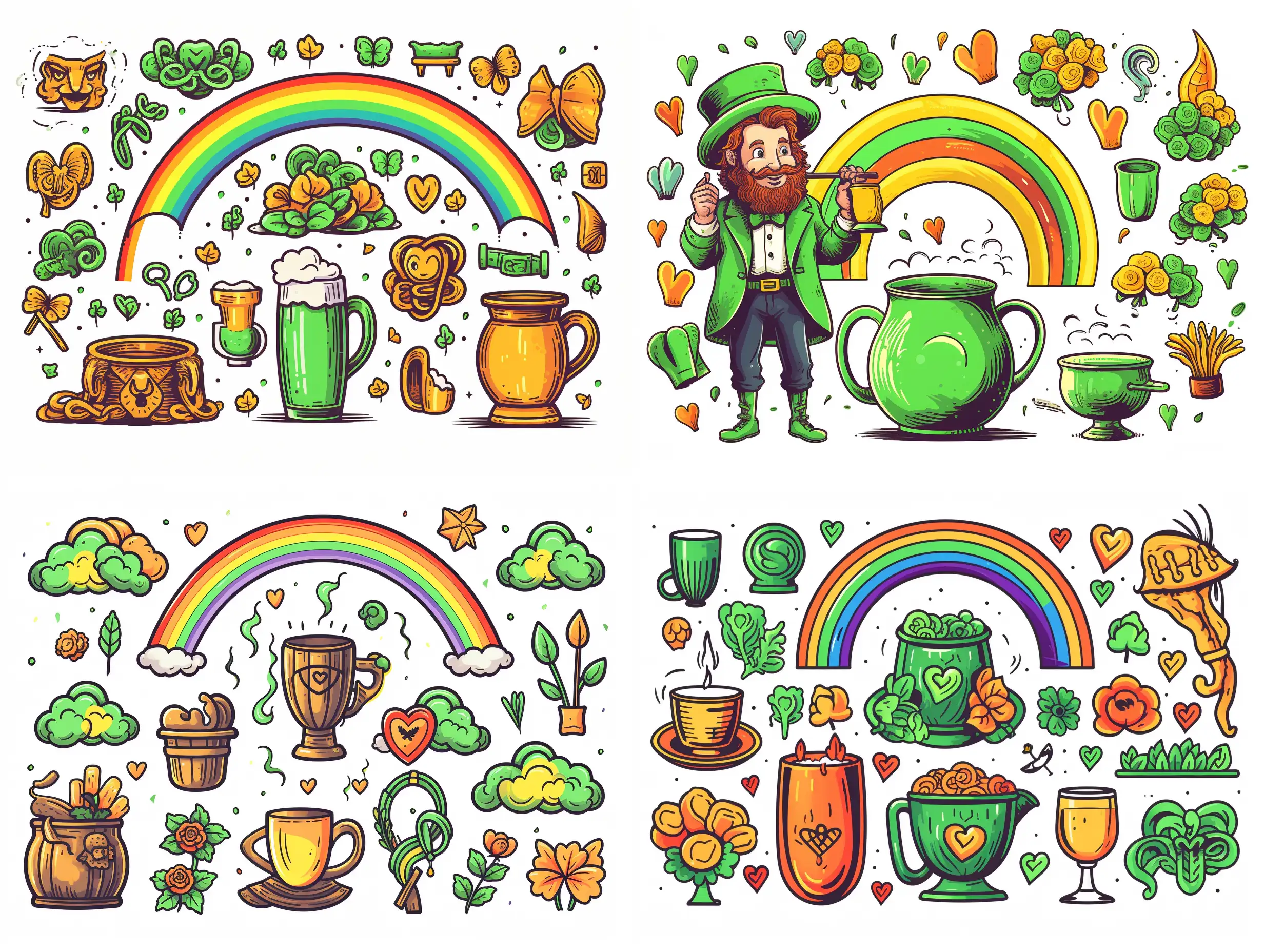 St-Patricks-Day-Icon-Set-Leprechauns-Rainbows-and-Gold