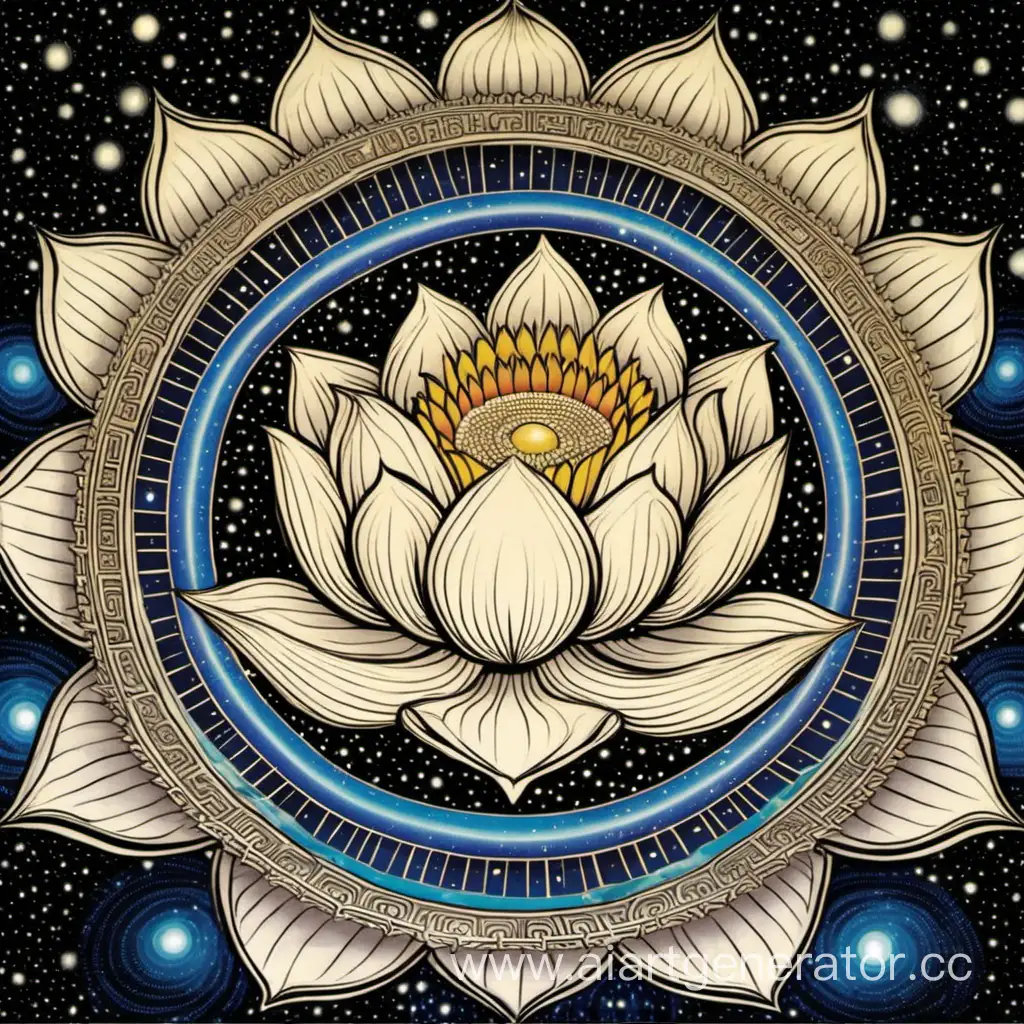 Mystical-Cosmic-Buddha-Meditating-Amongst-Dharmakaya-Lotus-Flowers