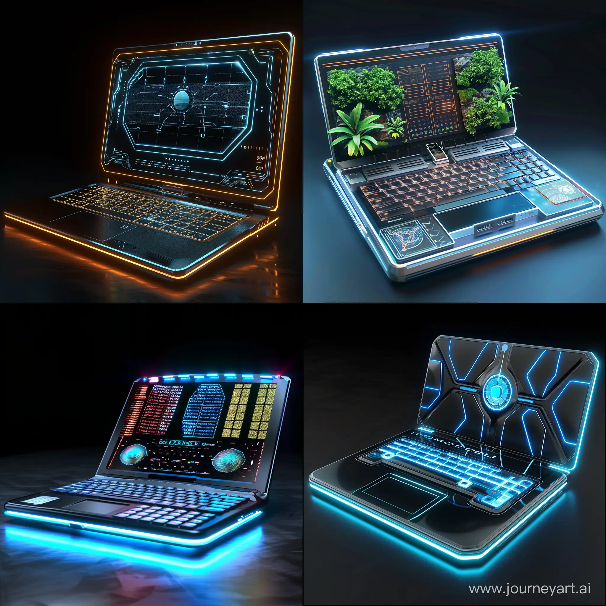 Futuristic renewable laptop, world of high tech, octane render