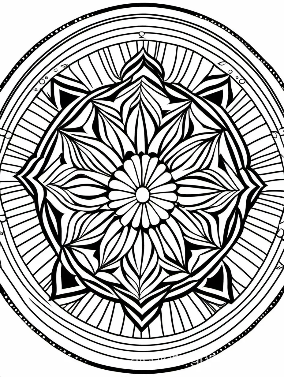 Simplicity-in-Mandala-Coloring-EasytoColor-Black-and-White-Page-for-Kids