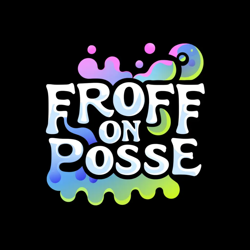 a logo design,with the text "Froff On Posse", main symbol:Froff, water, abstract, bubble, cloud, bong, blakc and white,complex,be used in Technology industry,clear background