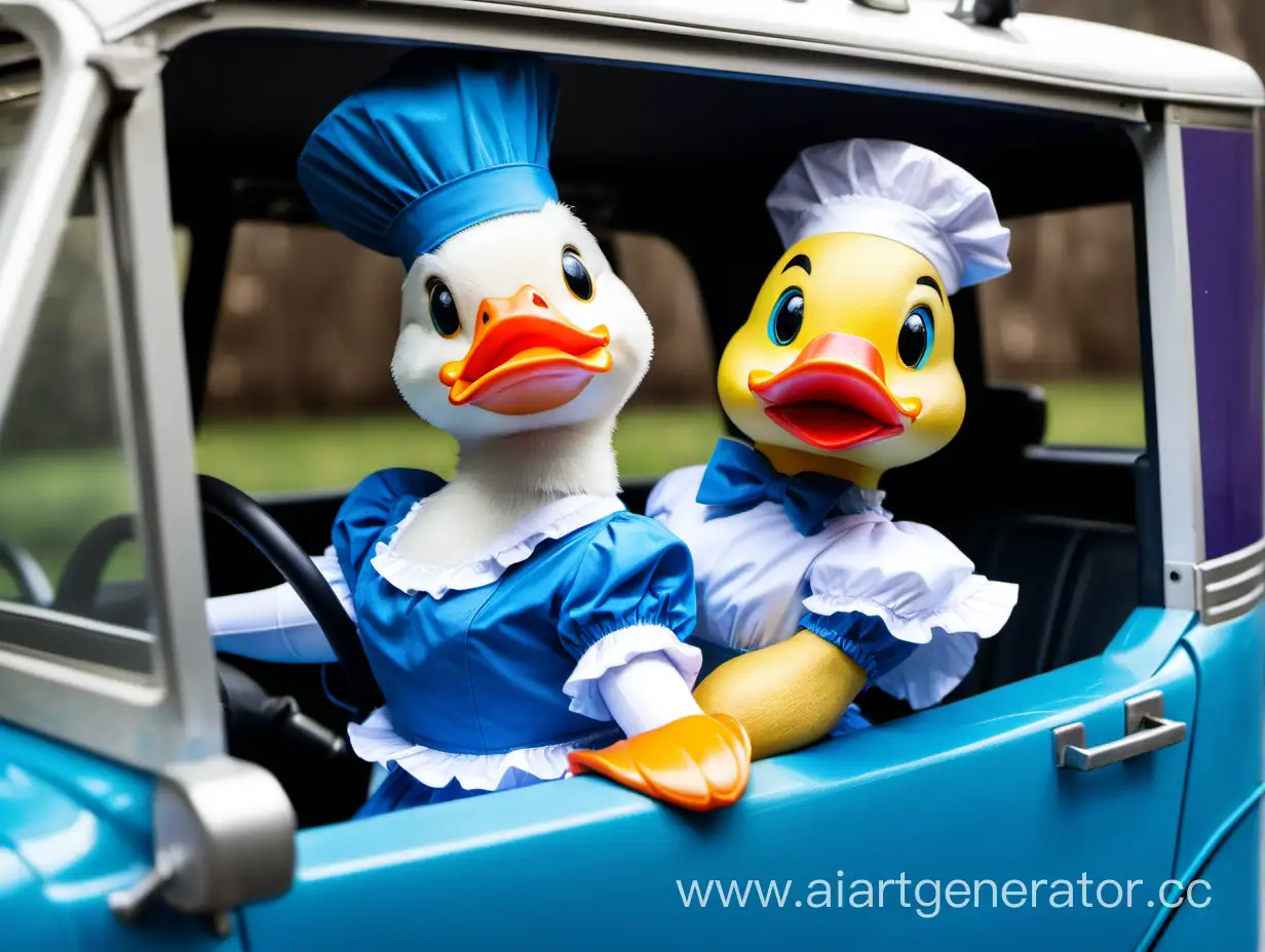 Blue-Maid-Duck-Driving-a-Car