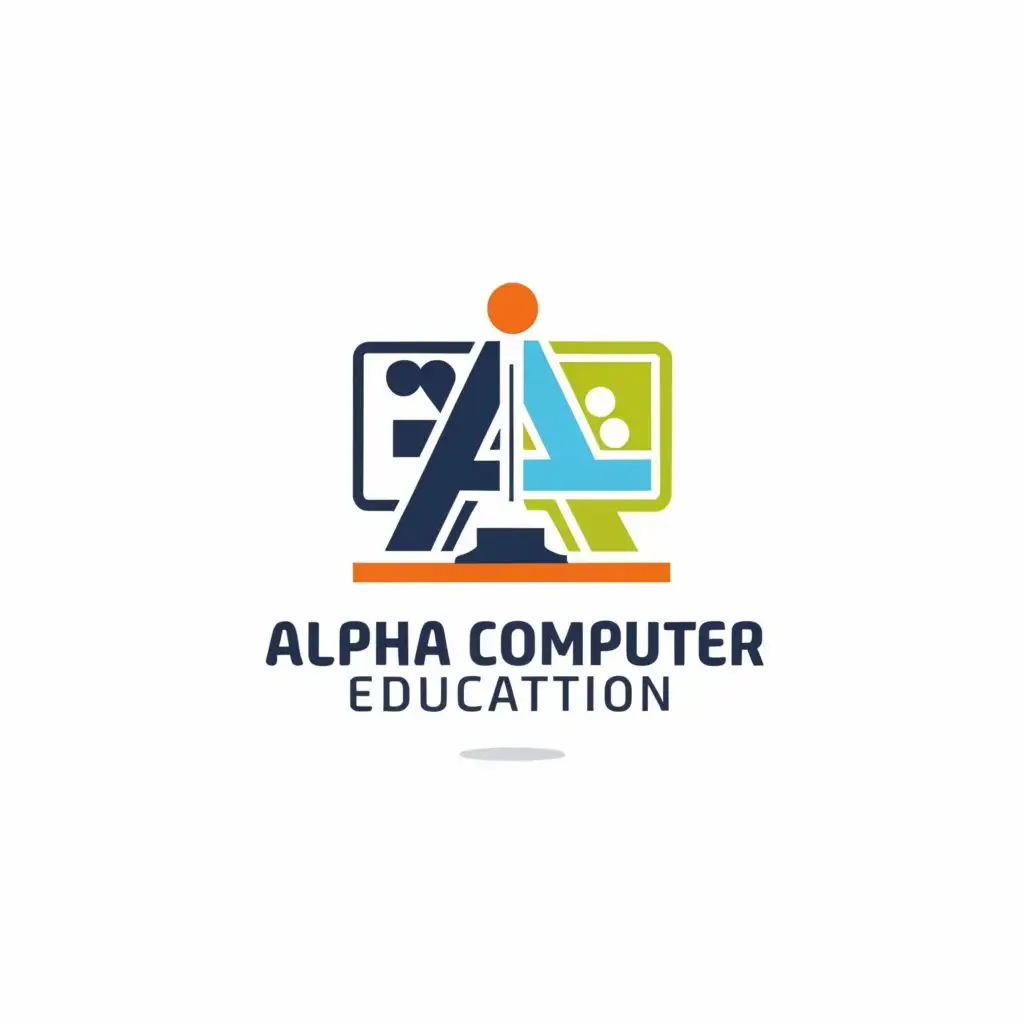 logo, computer education, with the text "Alpha computer education", typography, be used in Education industry