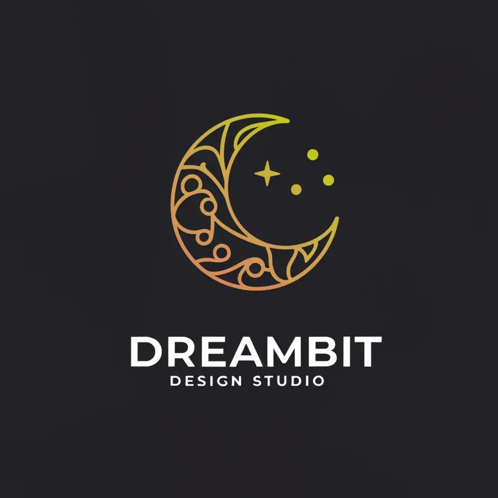 a logo design,with the text "Dreambit design studio", main symbol:moon and stars,complex,be used in Technology industry,clear background