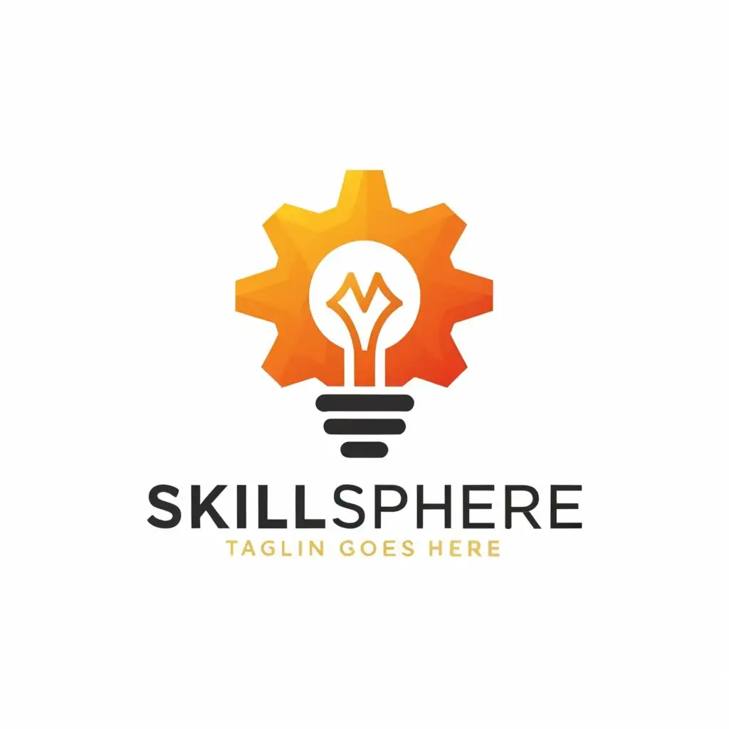a logo design,with the text "SkillSphere", main symbol:Growth Arrow
Gear
Lightbulb

,Moderate,be used in Education industry,clear background