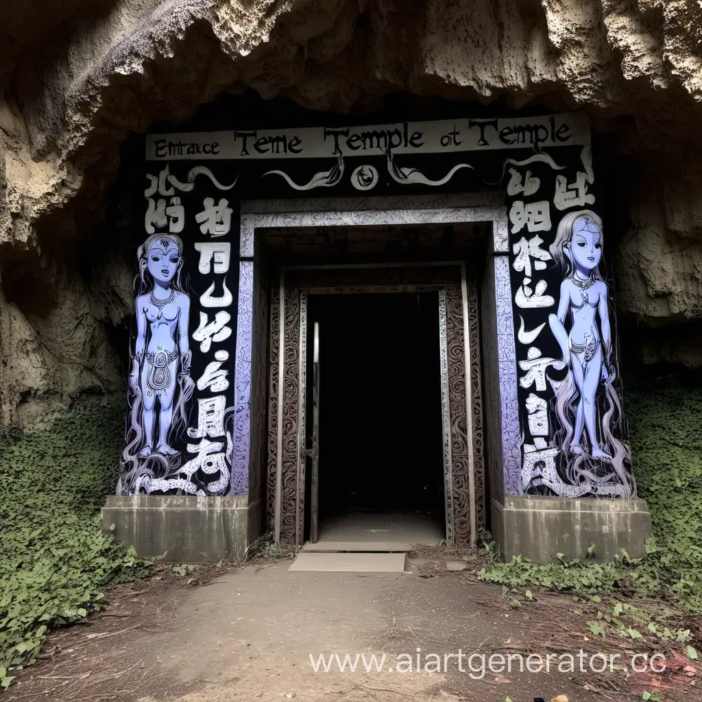 вход в заброшенный храм в пещерах