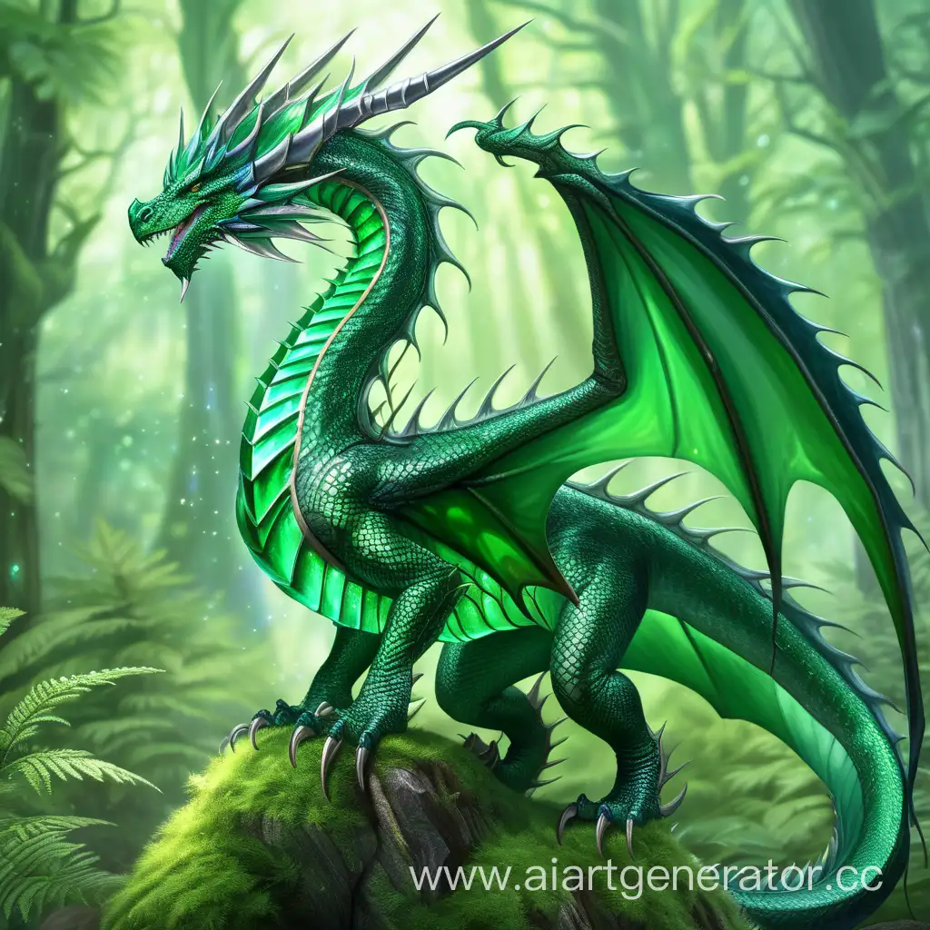 Majestic-Emerald-Dragon-in-a-Shimmering-Forest