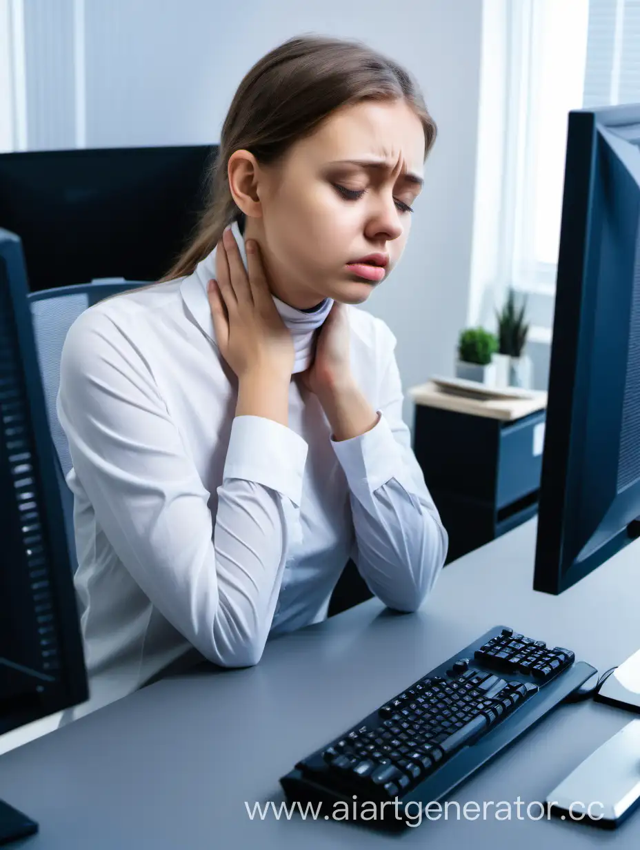 Office-Worker-Experiencing-Neck-Discomfort-While-Using-Computer