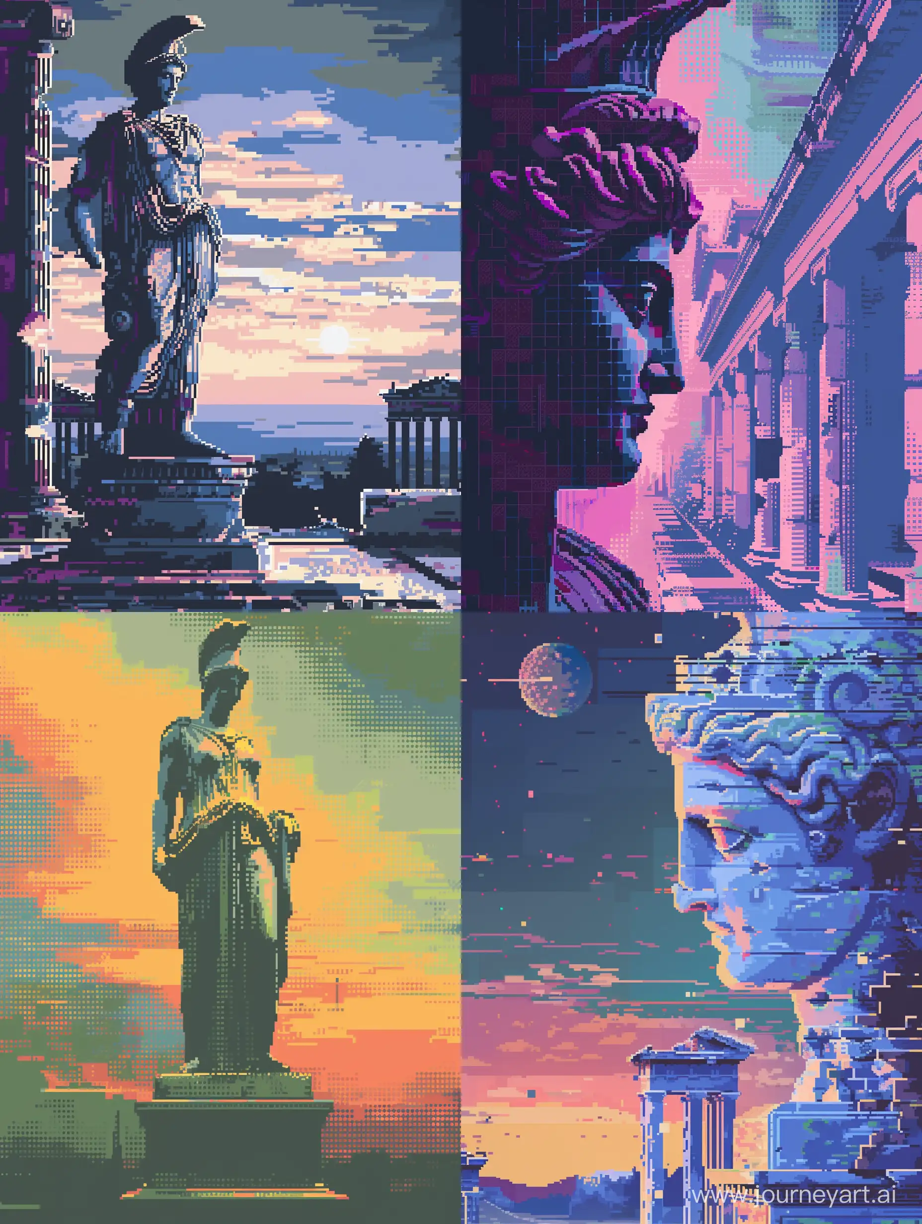 Athena-Vaporwave-Kitbash-Glitch-Pixel-Art-Screensaver-in-Modern-Academic-Stylization