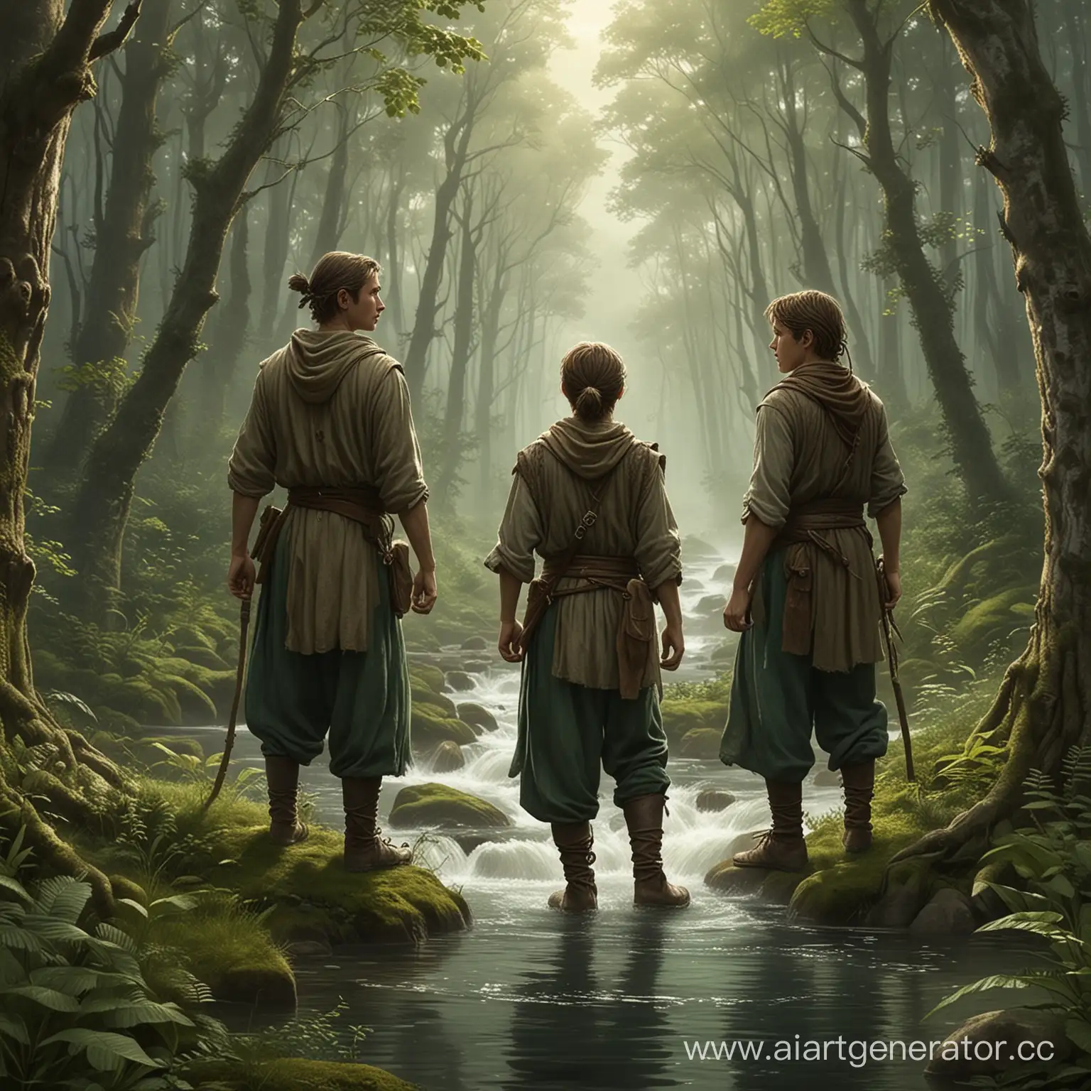 сказка: Жили-были в далеком лесу три брата - Ветер, Вода и Земля. Они были хранителями природы и заботились о том, чтобы лес был здоровым и чистым.