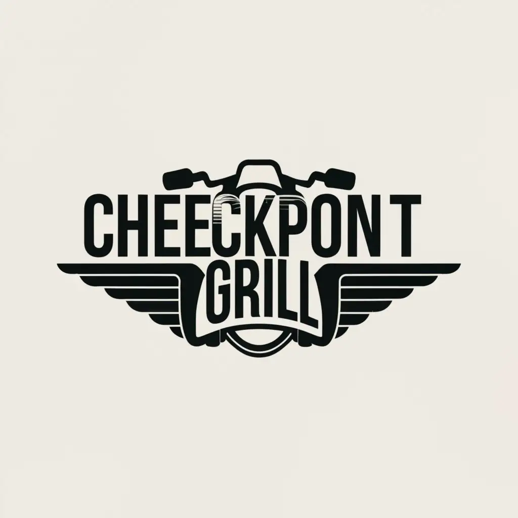 a logo design,with the text "CHECKPOINT GRILL", main symbol:motorcycle,Moderate,be used in Automotive industry,clear background