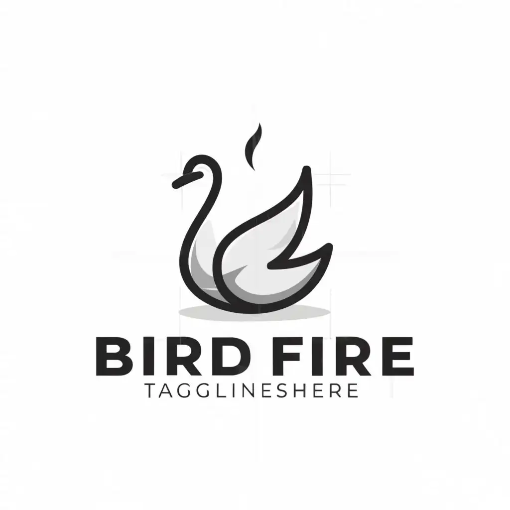logo, Design a business logo black or white for Line swan.  The design style should evoke a feeling of simplicity., with the text "Bird fire", typography, be used in Technology industry