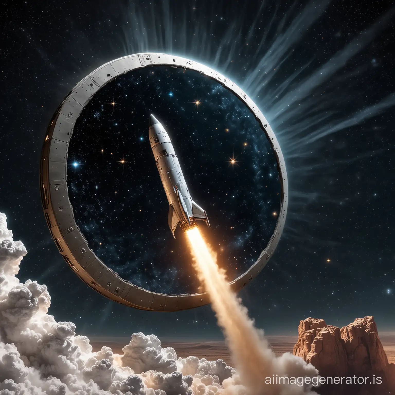 Futuristic-Rocket-with-Comet-Coin-Emblem-Soaring-Through-Starry-Sky