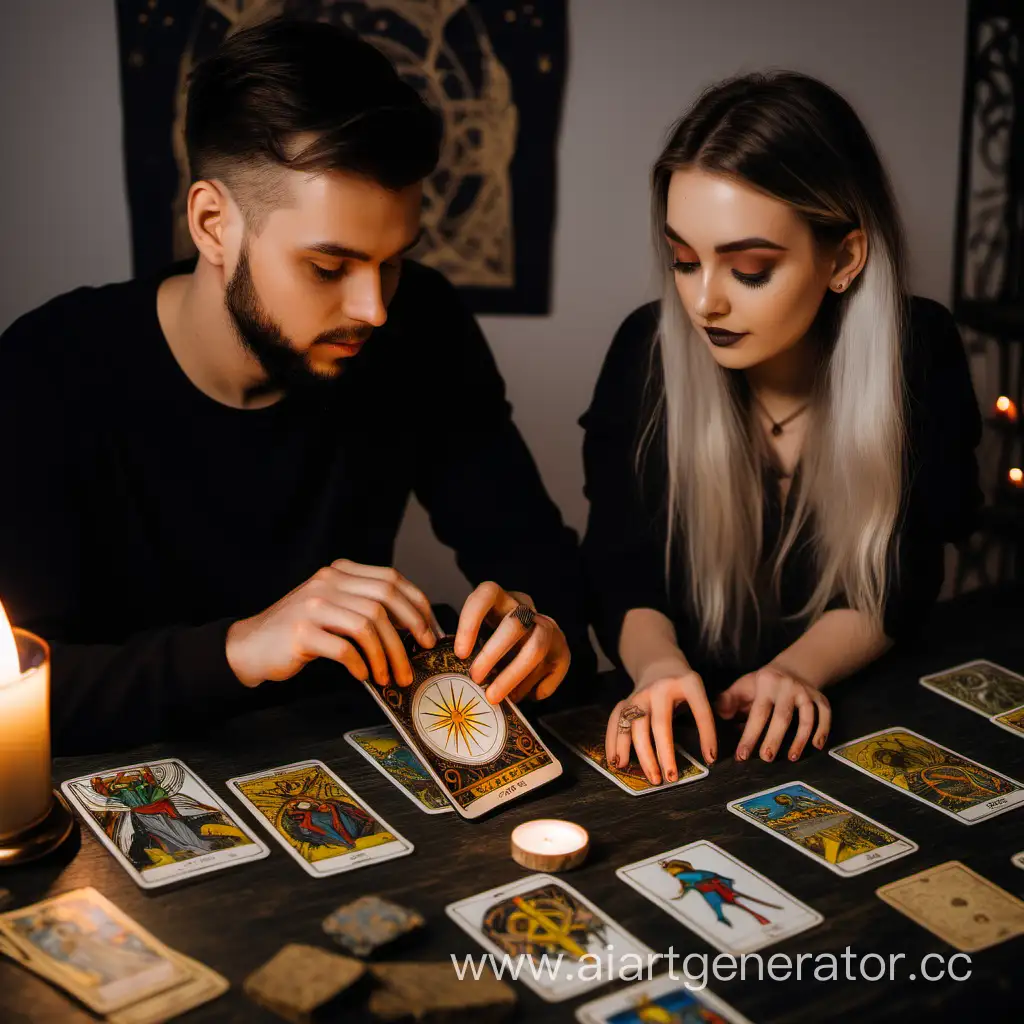 Young-Couple-Exploring-Tarot-Cards-for-Beginners