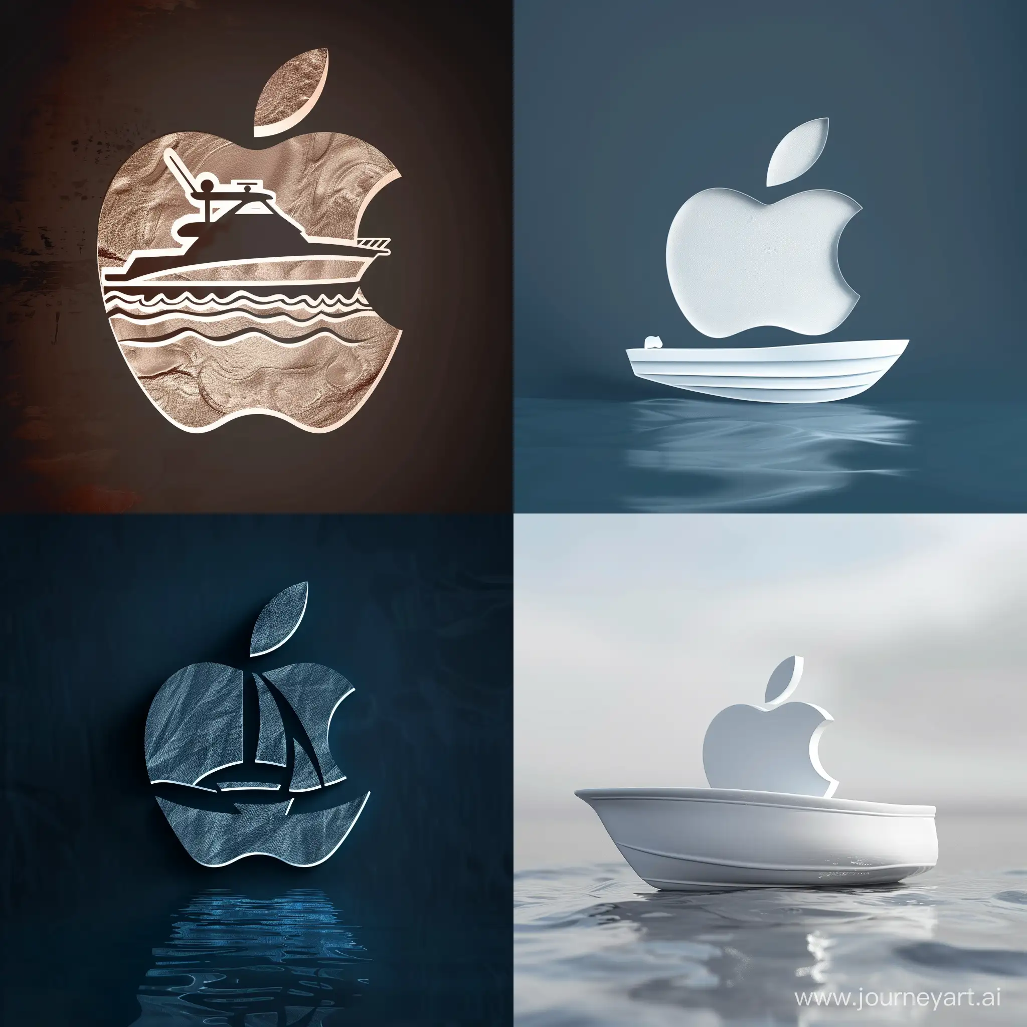 A blend of a boat logo and apple logo 