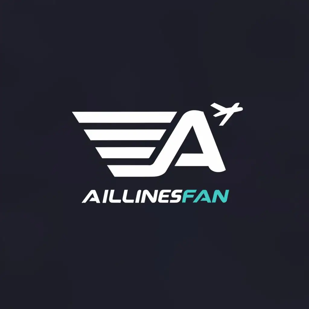 a logo design,with the text "Airlinesfan", main symbol:A letter in wing shape
,Minimalistic,be used in Internet industry,clear background