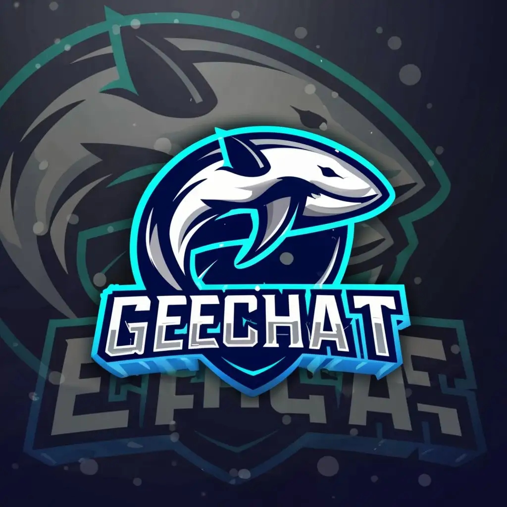 a logo design,with the text "Geechat", main symbol:Logo Name
Geechat
Logo Symbol: black and white orca with water splash 2d esport logo,Moderate,be used in Internet industry,clear background