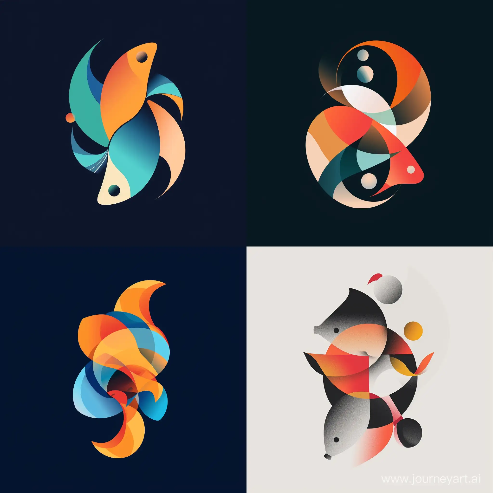 An abstract logo using unusual shapes and colors to evoke the feeling of aquaculture
​