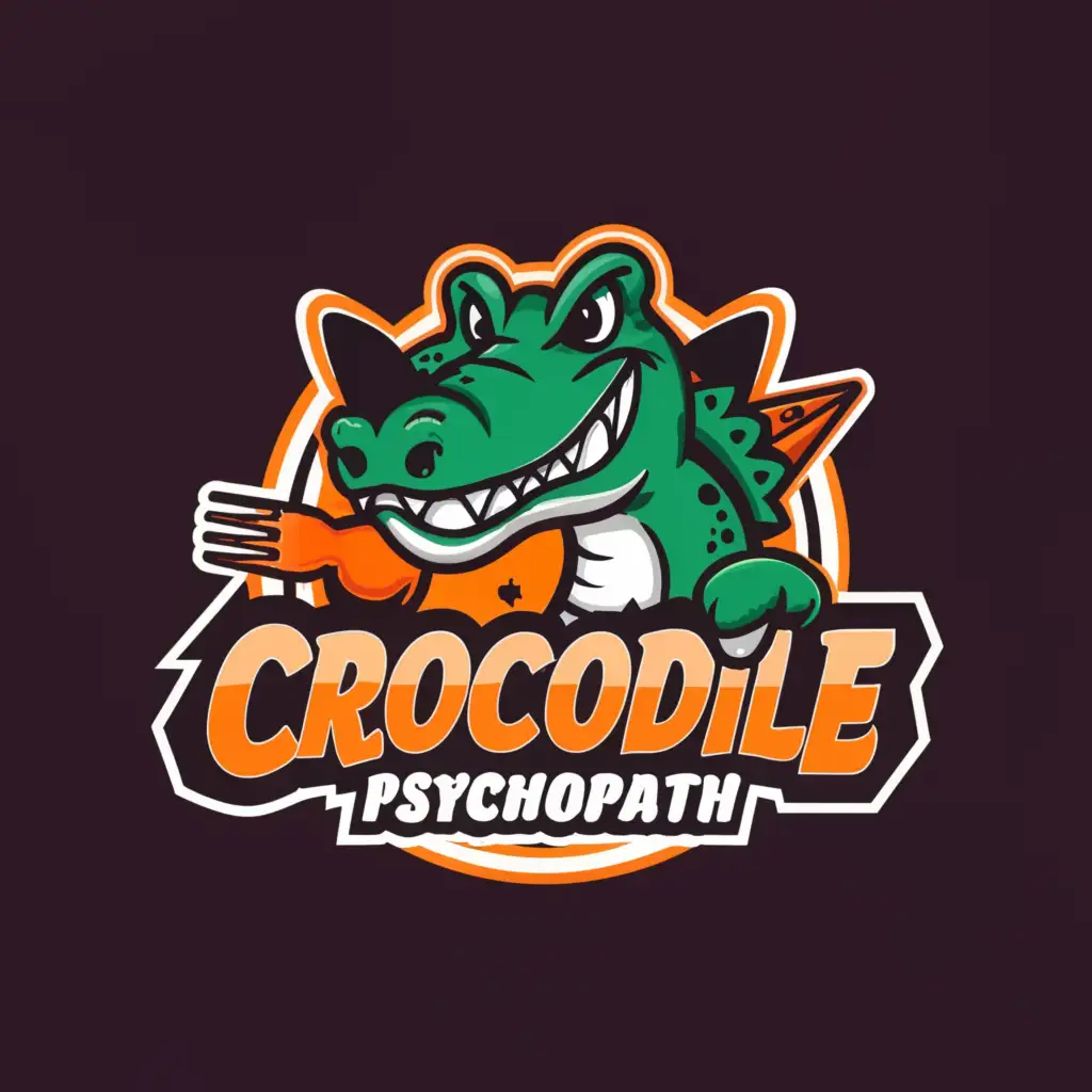 a logo design,with the text "Crocodile Psychopath", main symbol:A psychopath crocodile readily to eat everyone that annoyed him,Moderate,be used in Internet industry,clear background