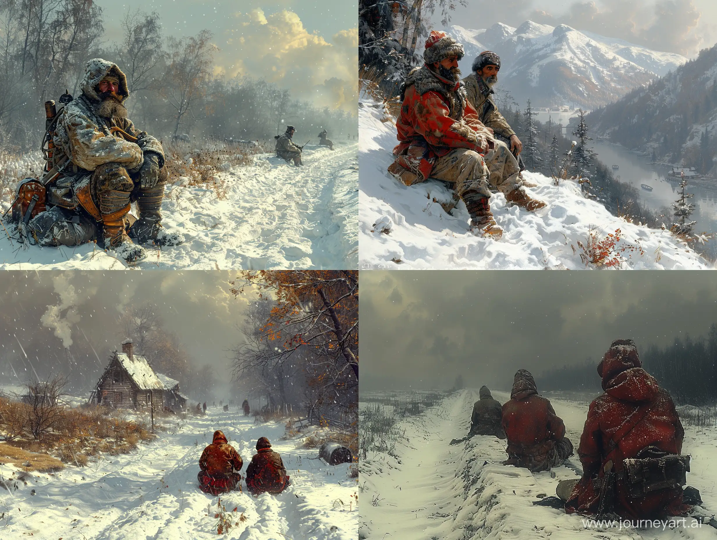 Railway-Workers-Resting-in-Snowy-1850-American-Frontier-Landscape