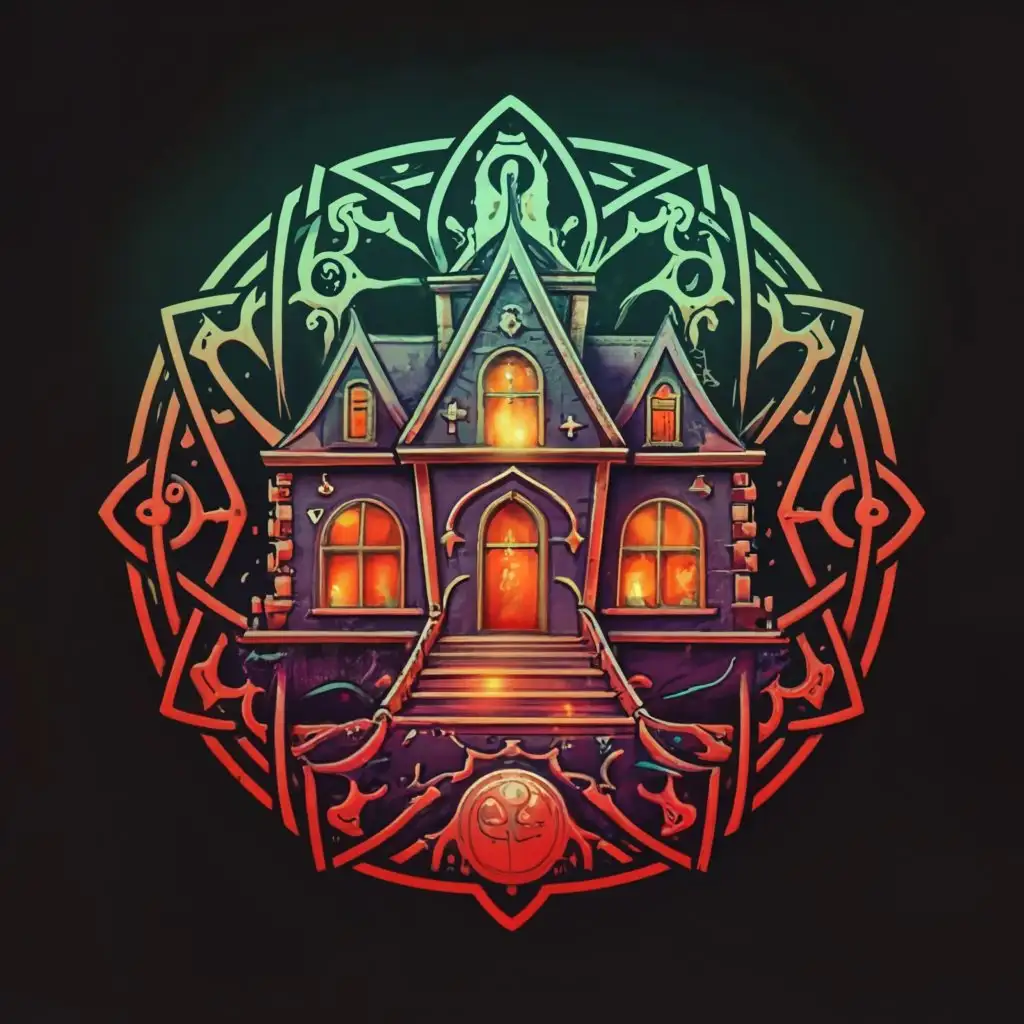 LOGO-Design-For-Dressed-In-Decay-Haunted-House-and-Sacred-Geometry-with-Moderate-Style