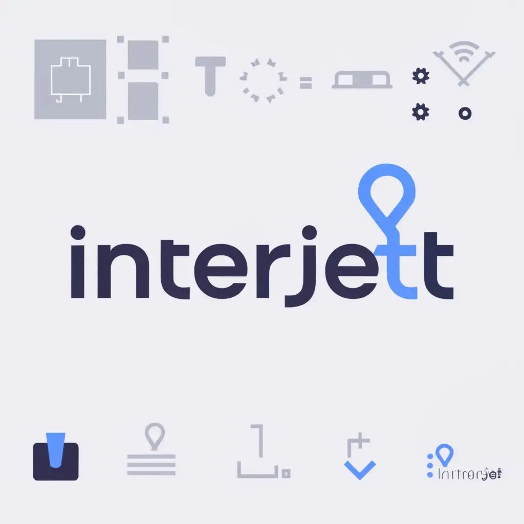 a logo design,with the text "INTERJET", main symbol:Create letter 'I' integrated with internet technology. Morden, minimalistic symbol,Moderate,be used in Internet industry,clear background