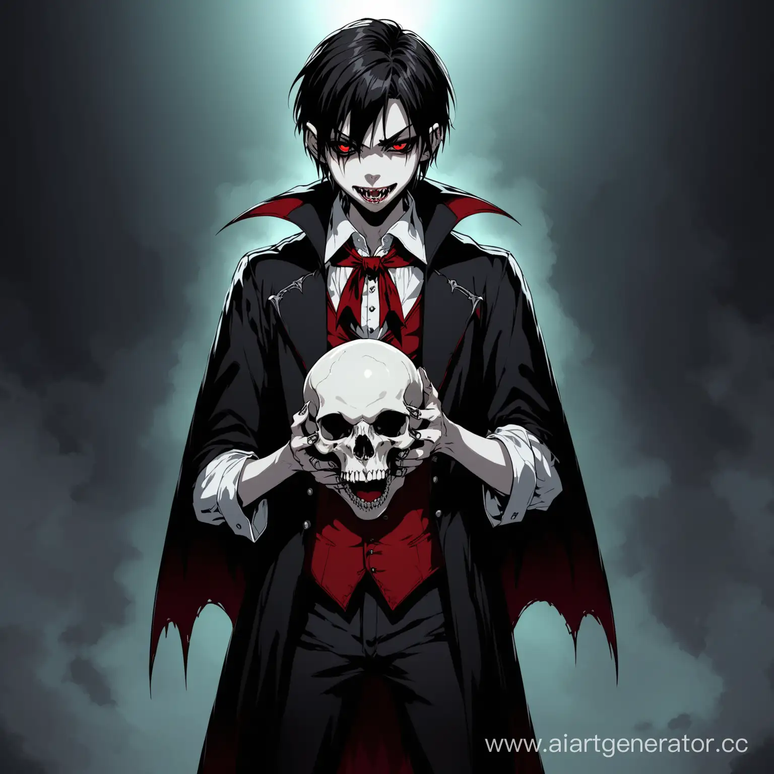 Vampire-Boy-with-Skull-in-Gothic-Setting