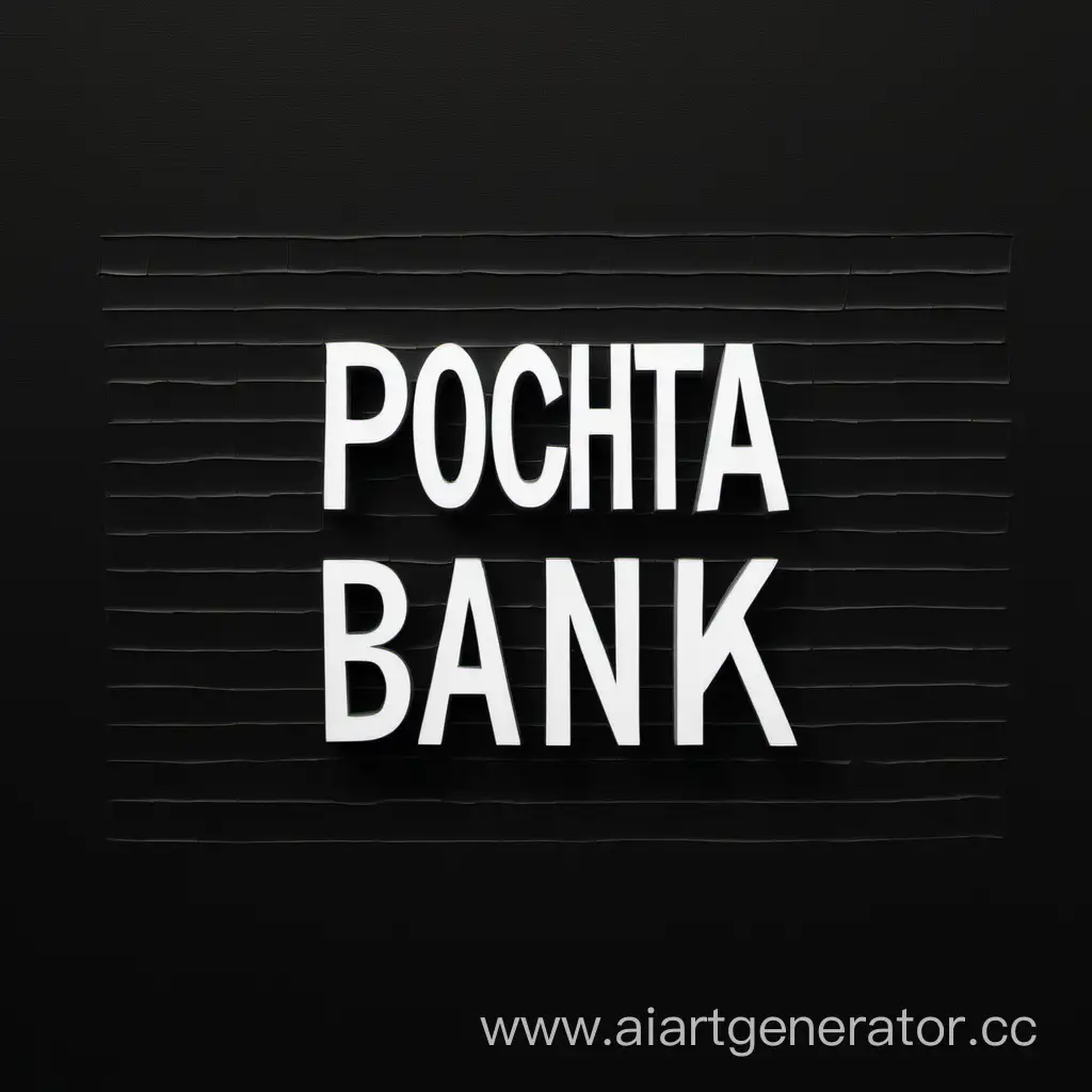 Белая надпись "почта банк" на чëрном фоне