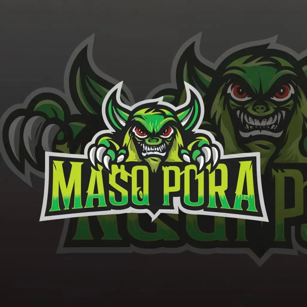 a logo design,with the text "Mas'q pora", main symbol:monster,Moderate,clear background