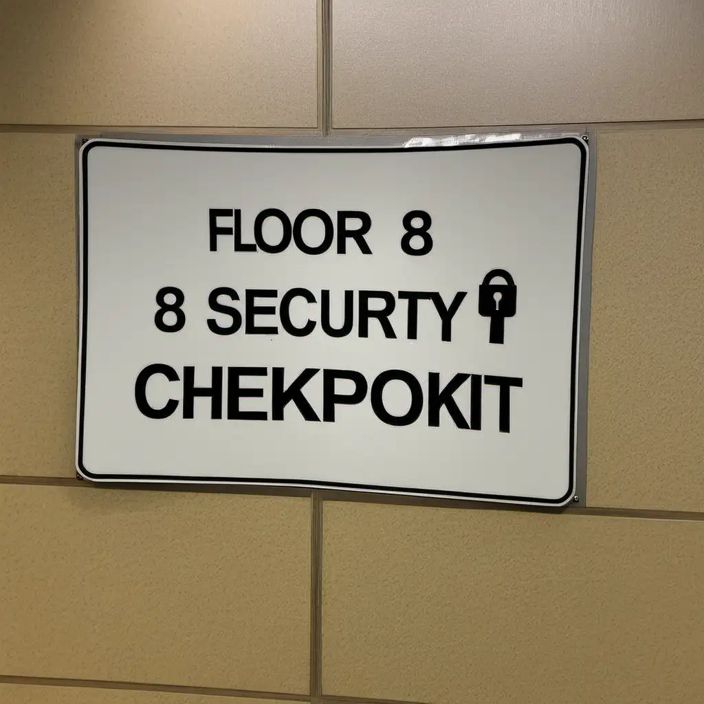 Sign that says Floor 8 Security Checkpoint
