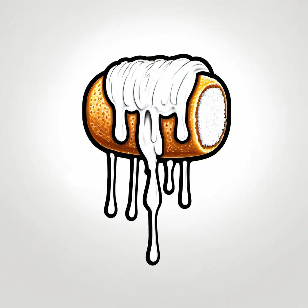 Twinkie with cream dripping out , black and white outline, white background