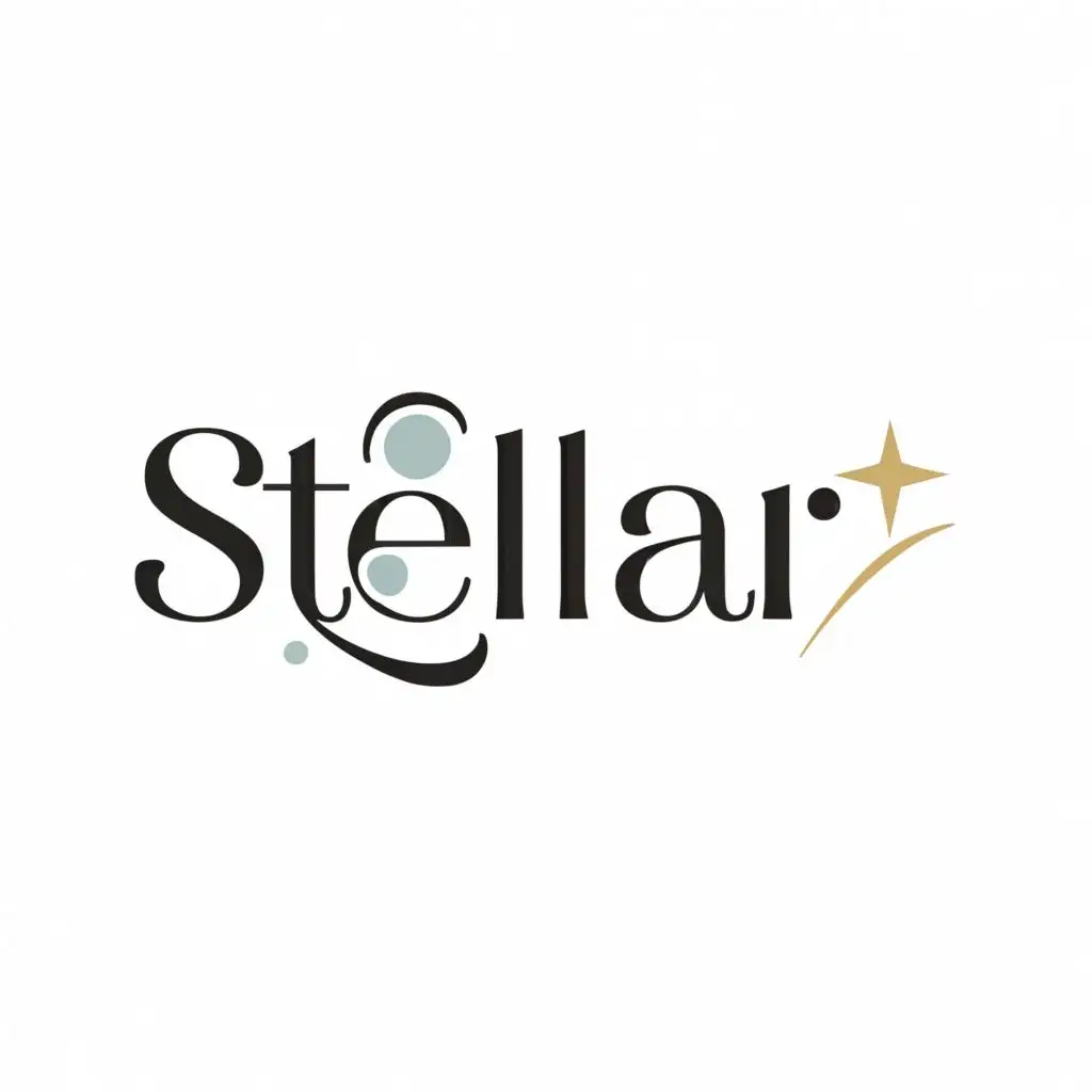 a logo design,with the text "Stellar", main symbol:Star, planet,Minimalistic,be used in Events industry,clear background