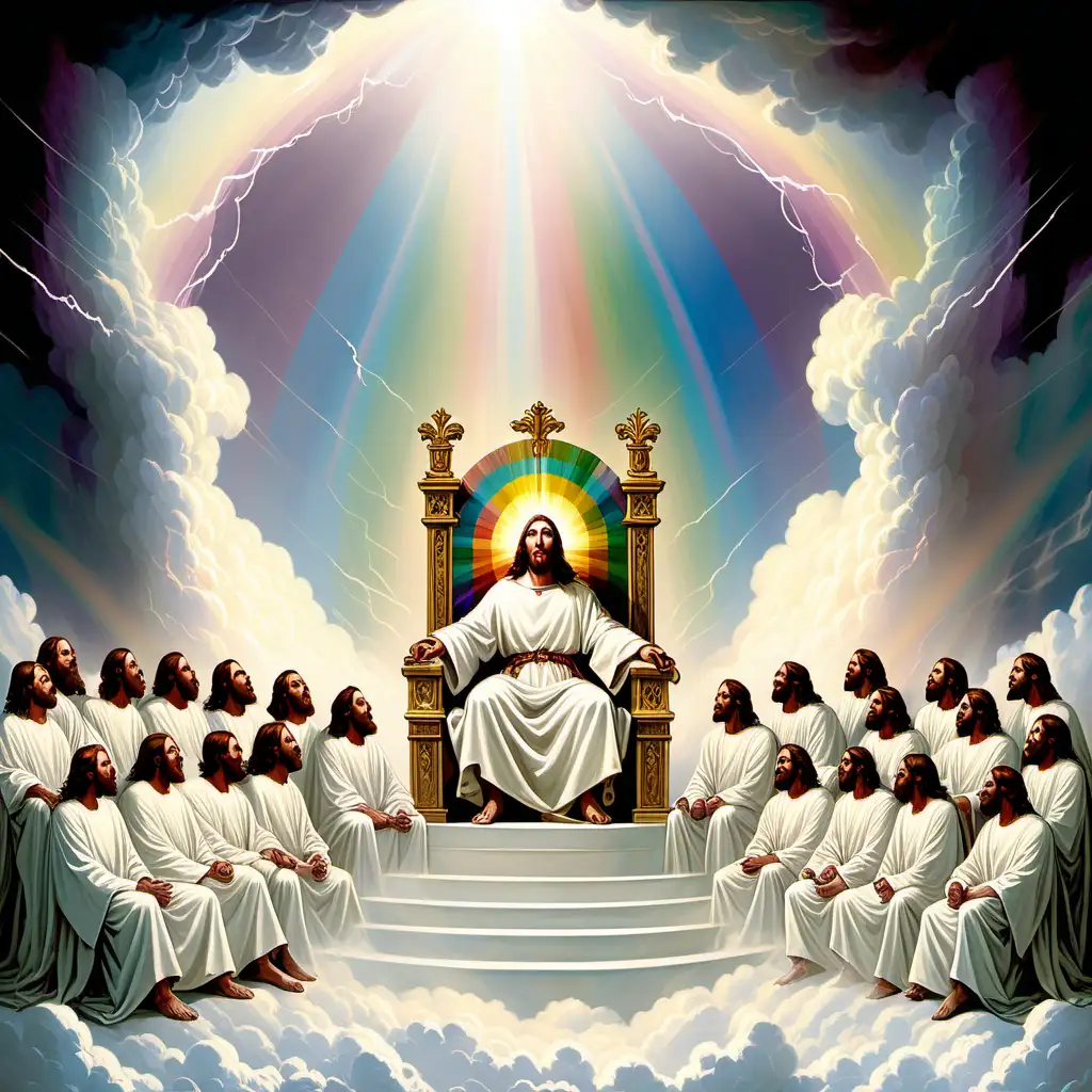 Divine Throne Jesus and Elders in Heavenly Glory