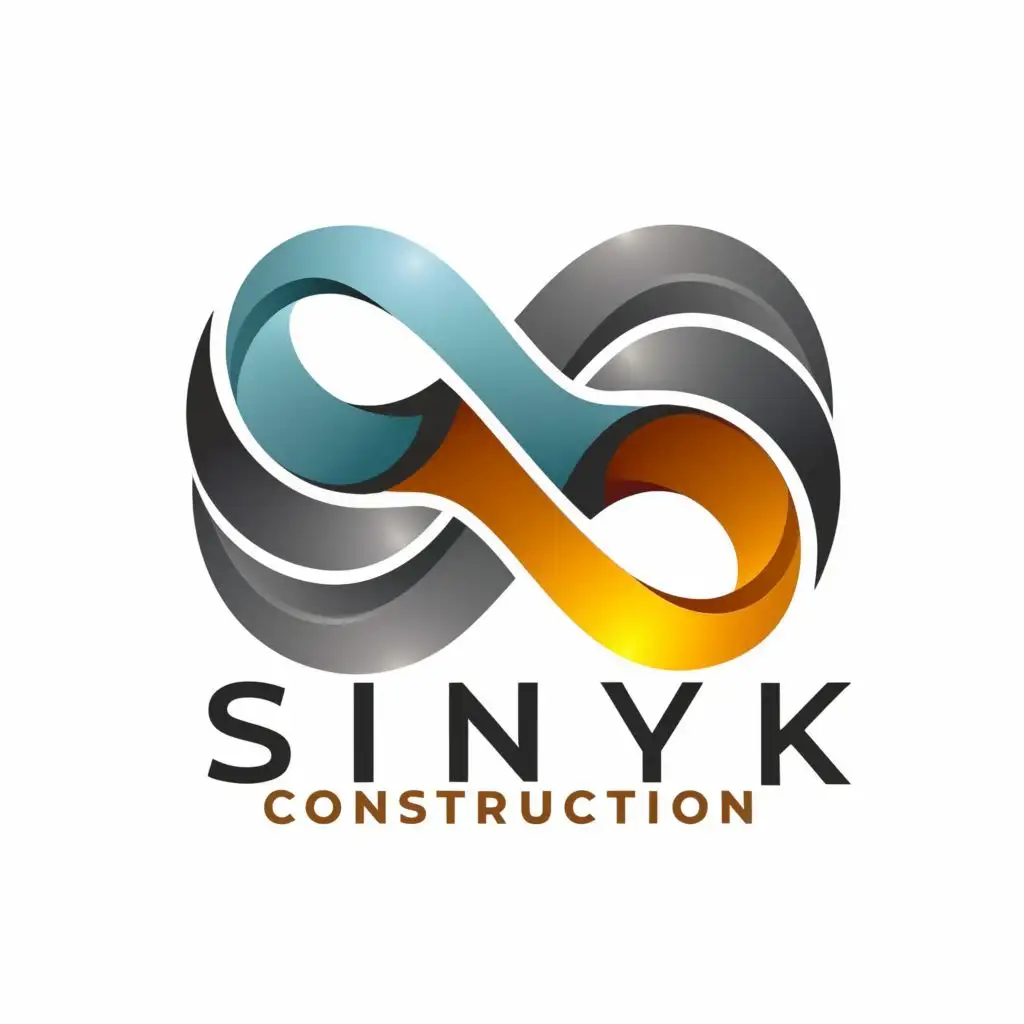 logo, Infinity, with the text "Sinyk construction", typography, be used in Construction industry